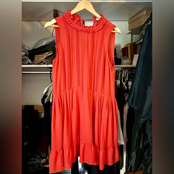 Anthropologie Dresses & Skirts - Anthropologie Sunday Best Chiffon Eyelet Dress in Poppy Red - Size Medium